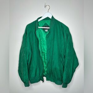 Vintage Silk  Green Shell Bomber Jacket large